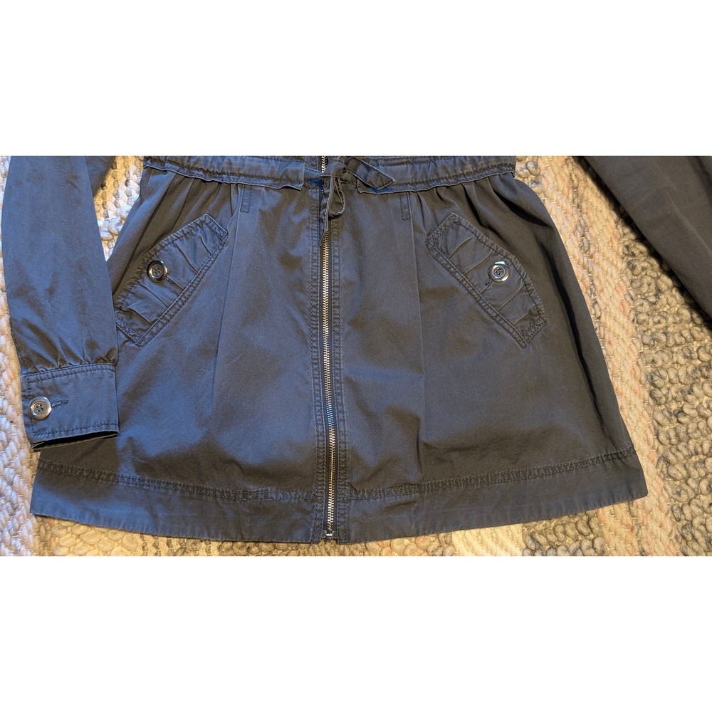 HM Gray Cotton Utility Jacket Ruffle Collar Drawstring Waist Size 6 gorpcore - Picture 6 of 11